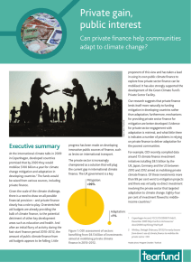 Private gain, public interest Can private finance help communities adapt to climate change?