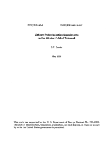 Lithium Pellet Injection  Experiments DOE/ET-51013-317 78ET51013.