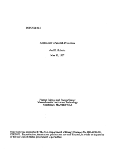 PSFC/RR-97-9 Approaches  to Quench  Protection Joel  H. Schultz