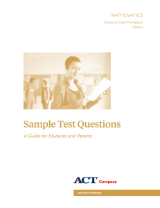 Sample Test Questions A Guide for Students and Parents mathematics Numerical skills/Pre-algebra