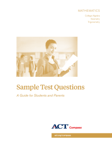 Sample Test Questions A Guide for Students and Parents mathematics college algebra