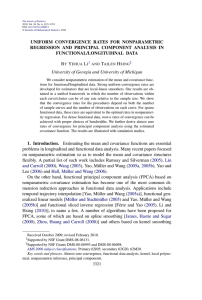 UNIFORM CONVERGENCE RATES FOR NONPARAMETRIC REGRESSION AND PRINCIPAL COMPONENT ANALYSIS IN