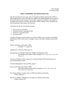 Index to Reliability and Related Data Sets