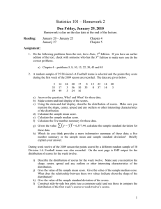 Statistics 101 – Homework 2 Due Friday, January 29, 2010