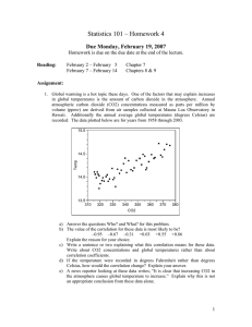 Statistics 101 – Homework 4 Due Monday, February 19, 2007