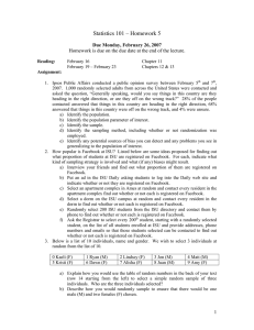 Statistics 101 – Homework 5  Due Monday, February 26, 2007
