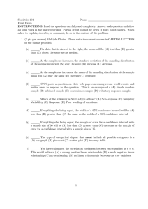 Statistics 101 Name Final Exam