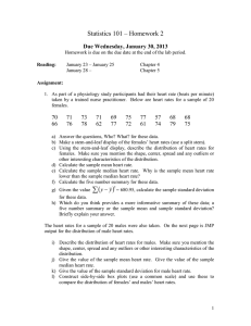 Statistics 101 – Homework 2 Due Wednesday, January 30, 2013