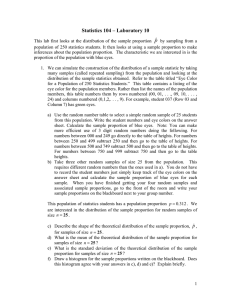 ˆ p Statistics 104 – Laboratory 10