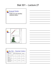 Stat 301 – Lecture 27 Unusual Points Box Plot – Potential Outliers