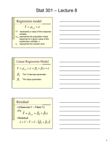 Stat 301 – Lecture 8   Regression model