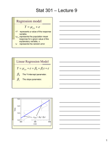 Stat 301 – Lecture 9   Regression model