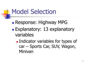Model Selection Response: Highway MPG Explanatory: 13 explanatory variables