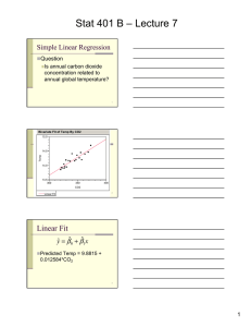 Stat 401 B – Lecture 7 Linear Fit Simple Linear Regression β