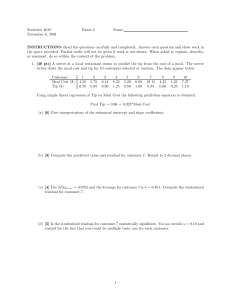 Statistics 401C Exam 2 Name: November 6, 2001