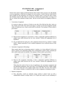 STATISTICS 402 - Assignment 2 Due January 30, 2015