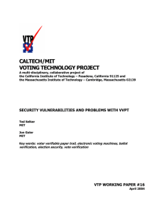 CALTECH/MIT VOTING TECHNOLOGY PROJECT