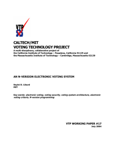 CALTECH/MIT VOTING TECHNOLOGY PROJECT