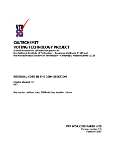 CALTECH/MIT VOTING TECHNOLOGY PROJECT