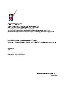 CALTECH/MIT VOTING TECHNOLOGY PROJECT