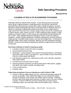 Safe Operating Procedure (Revised 9/14) CLEANING UP SPILLS OF BLOODBORNE PATHOGENS