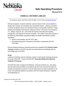 Safe Operating Procedure (Revised 6/13) CHEMICAL CONTAINER LABELING