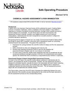 Safe Operating Procedure  (Revised 12/13) CHEMICAL HAZARD ASSESSMENT &amp; RISK MINIMIZATION