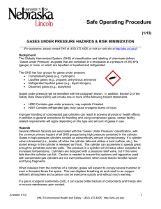 Safe Operating Procedure  (1/13) GASES UNDER PRESSURE HAZARDS &amp; RISK MINIMIZATION