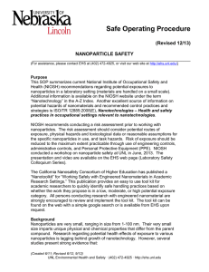 Safe Operating Procedure  (Revised 12/13) NANOPARTICLE SAFETY