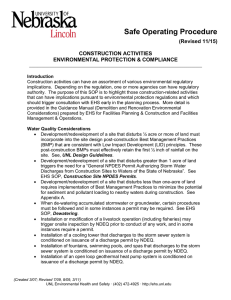 Safe Operating Procedure (Revised 11/15) CONSTRUCTION ACTIVITIES ENVIRONMENTAL PROTECTION &amp; COMPLIANCE