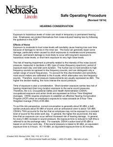 Safe Operating Procedure (Revised 10/14) HEARING CONSERVATION