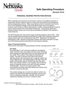 Safe Operating Procedure (Revised 10/14) PERSONAL HEARING PROTECTION DEVICES