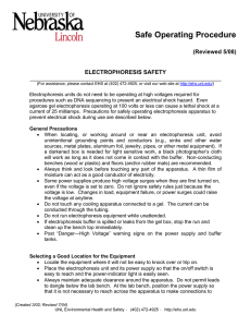 Safe Operating Procedure  (Reviewed 5/08) ELECTROPHORESIS SAFETY