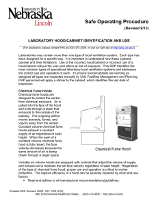 Safe Operating Procedure (Revised 9/13) LABORATORY HOOD/CABINET IDENTIFICATION AND USE