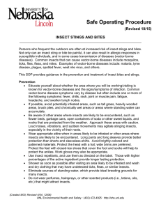 Safe Operating Procedure (Revised 10/15) INSECT STINGS AND BITES