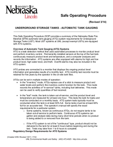 Safe Operating Procedure (Revised 3/14) UNDERGROUND STORAGE TANKS - AUTOMATIC TANK GAUGING