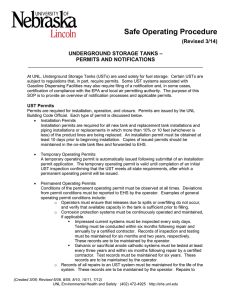 Safe Operating Procedure (Revised 3/14) UNDERGROUND STORAGE TANKS – PERMITS AND NOTIFICATIONS