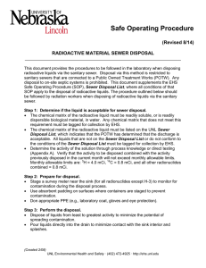 Safe Operating Procedure  (Revised 8/14) RADIOACTIVE MATERIAL SEWER DISPOSAL