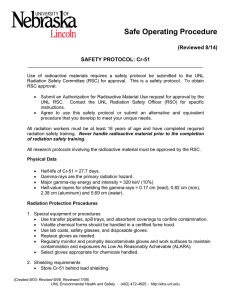 Safe Operating Procedure  (Reviewed 8/14) SAFETY PROTOCOL: Cr-51