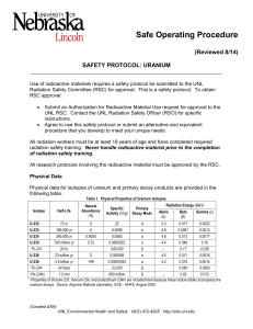 Safe Operating Procedure  (Reviewed 8/14) SAFETY PROTOCOL: URANIUM