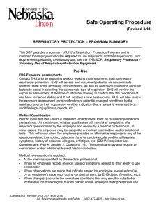 Safe Operating Procedure (Revised 3/14)  RESPIRATORY PROTECTION – PROGRAM SUMMARY