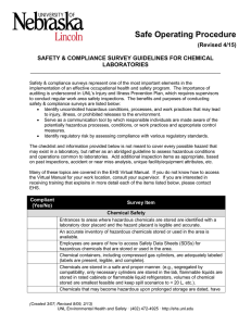 Safe Operating Procedure (Revised 4/15) SAFETY &amp; COMPLIANCE SURVEY GUIDELINES FOR CHEMICAL LABORATORIES