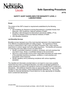 Safe Operating Procedure (4/15) SAFETY AUDIT GUIDELINES FOR BIOSAFETY LEVEL 2 LABORATORIES