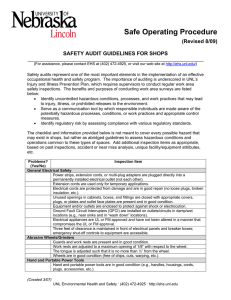 Safe Operating Procedure (Revised 8/09)  SAFETY AUDIT GUIDELINES FOR SHOPS