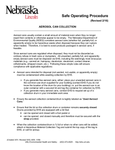 Safe Operating Procedure (Revised 2/16)  AEROSOL CAN COLLECTION