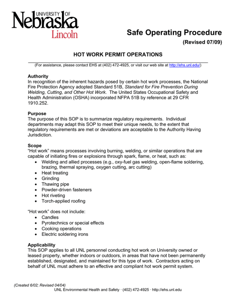 health and safety hot work permit