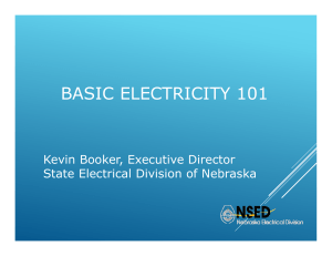 BASIC ELECTRICITY 101 Kevin Booker, Executive Director State Electrical Division of Nebraska
