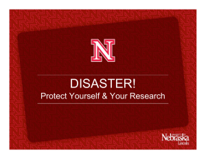 DISASTER! Protect Yourself &amp; Your Research