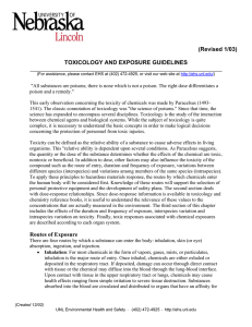 (Revised 1/03) TOXICOLOGY AND EXPOSURE GUIDELINES