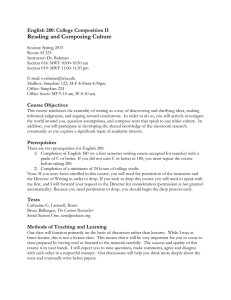 Reading and Composing Culture English 280: College Composition II